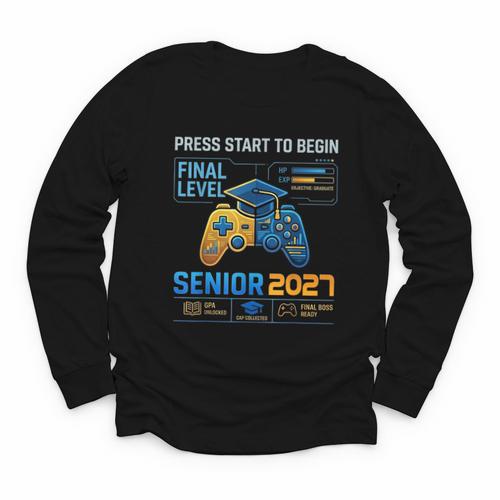 Senior Class Of 2027 Back To School Gamer Boys Senior 2027 Youth Long Sleeve Tee - Savourry