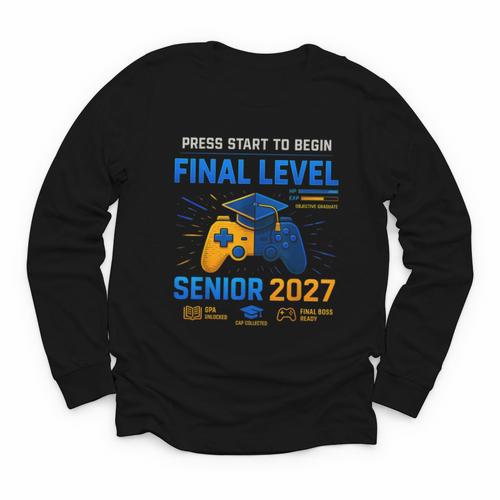 Senior Class Of 2027 Back To School Gamer Senior 2027 Youth Long Sleeve Tee - Savourry