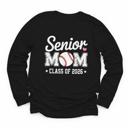 Senior Mom Class Of 2026 Baseball Retro Mom Graduation 2026 Youth Long Sleeve Tee - Sportilla