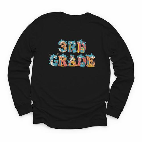 Shark Third Grade Back To School Kids Boys Girls Youth Long Sleeve Tee - Savourry
