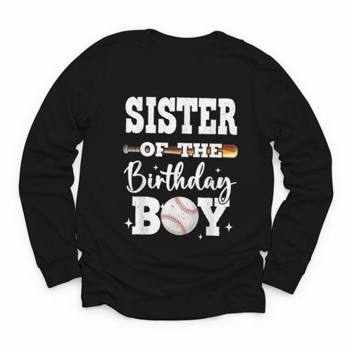 Sister Of The Birthday Boy Baseball Bday Family Youth Long Sleeve Tee - Sportilla