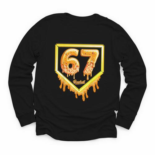 Six Seven 67 Meme Gen Alpha Slang Baseball 101 Youth Long Sleeve Tee - Sportilla