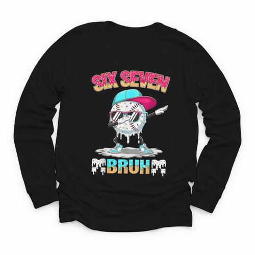 Six Seven 67 Meme Ice Cream Drip Baseball Dabbing Boy Kids Youth Long Sleeve Tee - Sportilla