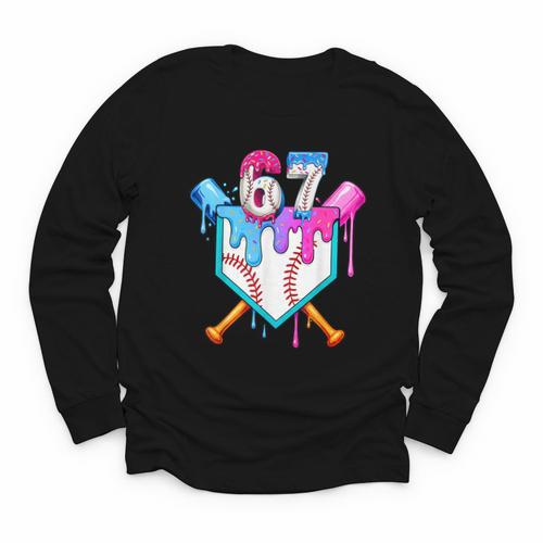 Six Seven Baseball Respect The Drip Boys Baseball Youth Long Sleeve Tee - Sportilla
