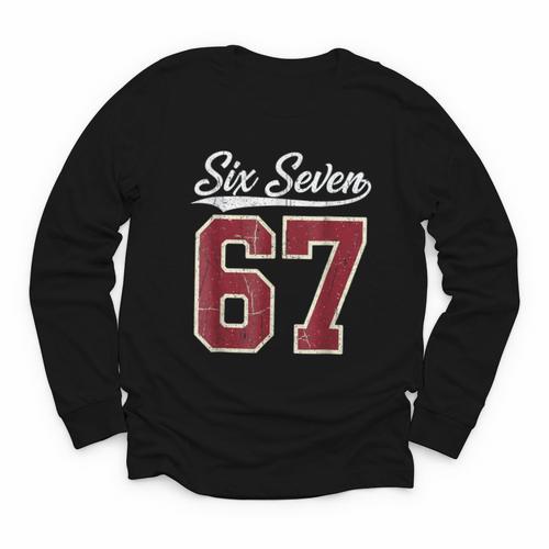 Six Seven Meme Boys Girls Kids 67 Baseball Jersey Youth Long Sleeve Tee - Sportilla