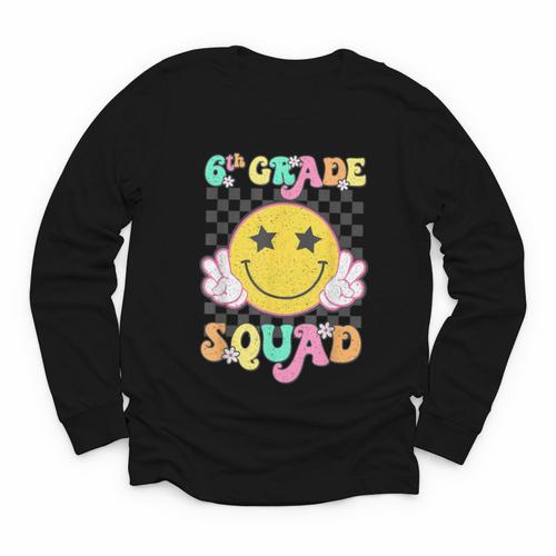Sixth Grade Squad Smile Retro Back To School 6th Grade Youth Long Sleeve Tee - Savourry