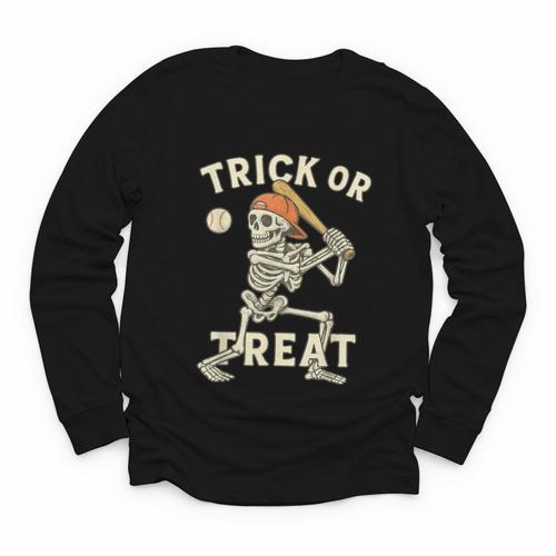 Skeleton Baseball Halloween Costume Men Boys Kids Tee Youth Long Sleeve Tee - Sportilla