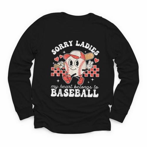Sorry Ladies My Heart Belongs To Baseball Boy Kids Youth Long Sleeve Tee - Sportilla