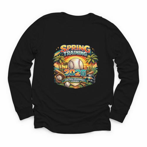 Spring Training 2026 Retro Baseball Palm Cactus Youth Long Sleeve Tee - Sportilla