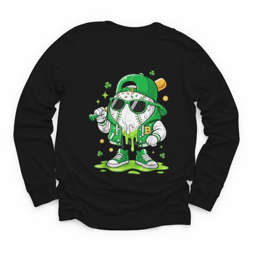 St Patrick Day Baseball Drip Ice Cream Men Boys Kids Youth Long Sleeve Tee - Sportilla