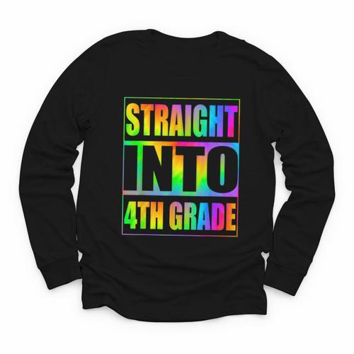 Straight Into 4th Grade Fourth Grade Back To School Youth Long Sleeve Tee - Savourry