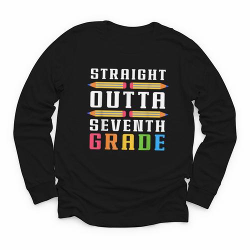 Straight Outta Seventh Grade Graduation Fun Back To School Youth Long Sleeve Tee - Savourry