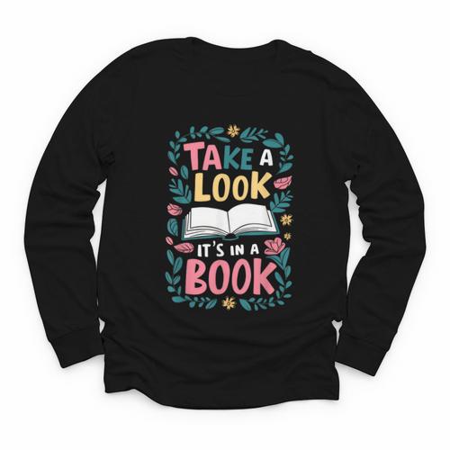 Student Take a Look It's In a Book Back To School Graphic Youth Long Sleeve Tee - Savourry