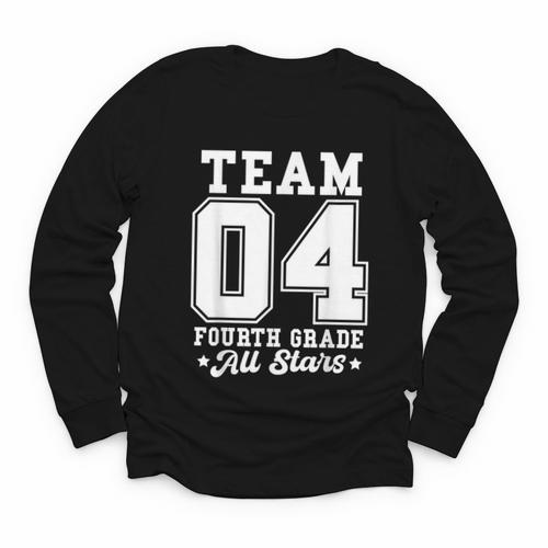 Team 4th Grade All-Stars Back To School Sports Jersey Youth Long Sleeve Tee - Savourry