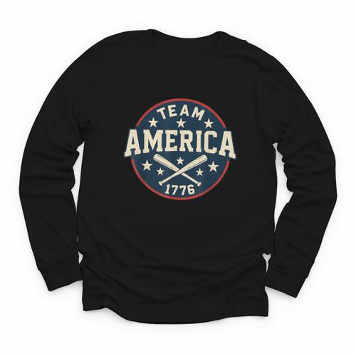 Team America 1776 4th Of July Patriotic Baseball Youth Long Sleeve Tee - Sportilla