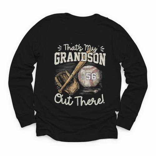 That's My Grandson Out There Jersey Number 56 Baseball Youth Long Sleeve Tee - Sportilla
