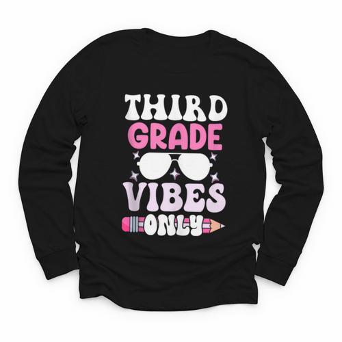 Third Grade 3rd Vibes Only Back To School Student Girl Youth Long Sleeve Tee - Savourry