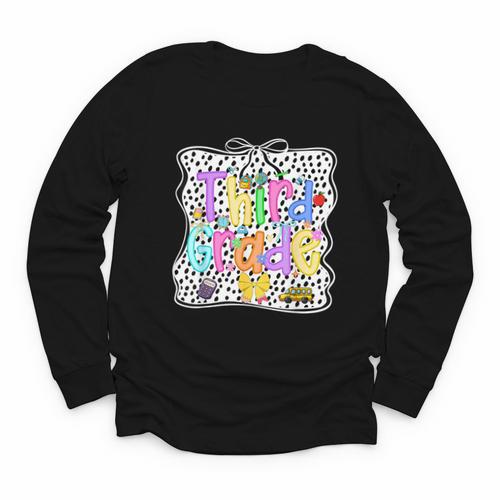 Third Grade Dalmatian Dots 3rd Grade Back To School Girls Youth Long Sleeve Tee - Savourry