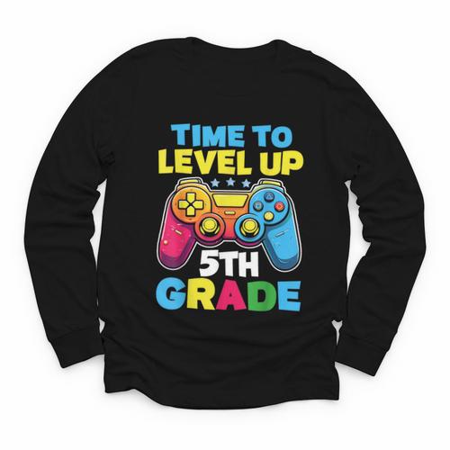 Time To Level Up 5th Grade Video Gamer Kids Back To School Youth Long Sleeve Tee - Savourry