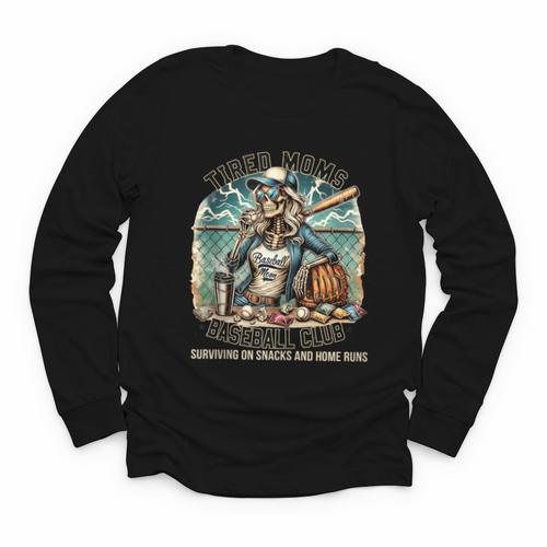 Tired Mom's Baseball Club Surviving On Snacks And Home Runs Youth Long Sleeve Tee - Sportilla