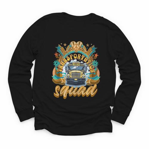 Transportation Squad Retro Bus Aide Back To School Matching Youth Long Sleeve Tee - Savourry