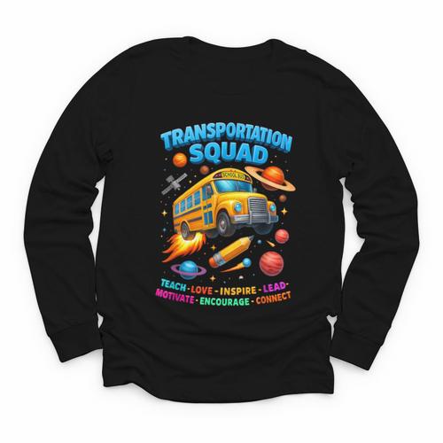 Transportation Squad School Bus Back To School Retro Youth Long Sleeve Tee - Savourry