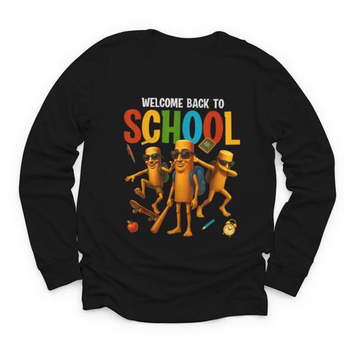 Tung Tung Tung Sahur Back To School Italian Brainrot Meme Youth Long Sleeve Tee - Savourry