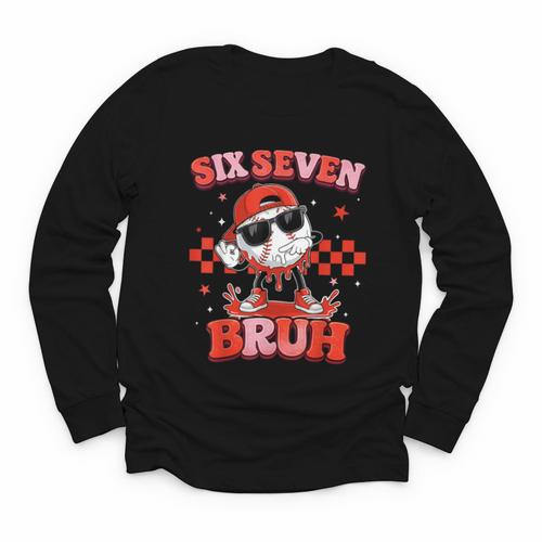 Valentines Day Baseball Six Seven 67 Meme Heart Baseball Dab Youth Long Sleeve Tee - Sportilla