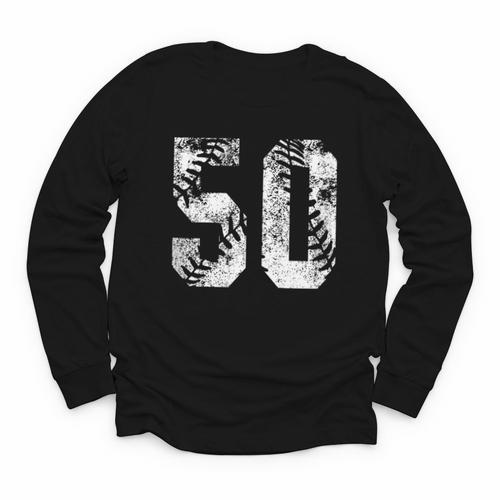 Vintage Baseball Number 50 Jersey Player Uniform Youth Long Sleeve Tee - Sportilla