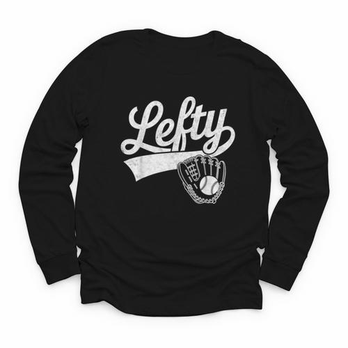 Vintage Baseball Tee Lefty Left Handed Baseball Player Youth Long Sleeve Tee - Sportilla