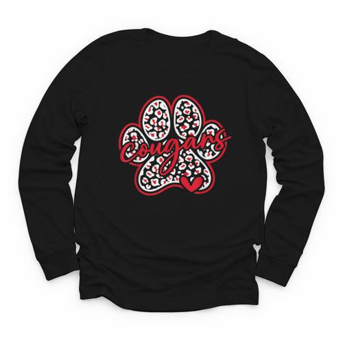 Vintage Cougars School Sports Team Spirit Back To School Youth Long Sleeve Tee - Savourry