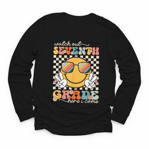 Watch Out Seventh Grade Here I Come Back To School 7th Grade Youth Long Sleeve Tee - Savourry