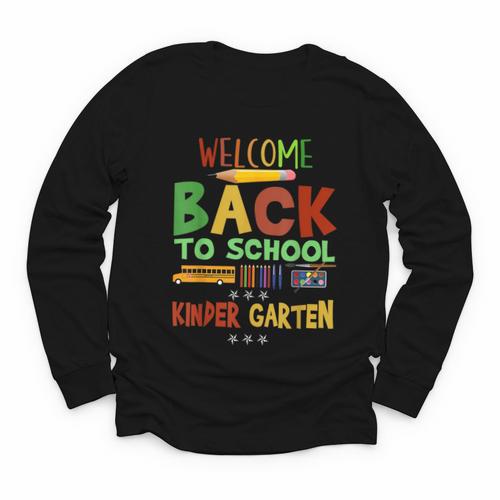 Welcome Back To School Kinder Garten First Day Of School Kid Youth Long Sleeve Tee - Savourry