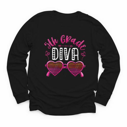 Women's 5th Grade Diva Back To School Fifth Grade For Girls Youth Long Sleeve Tee - Savourry