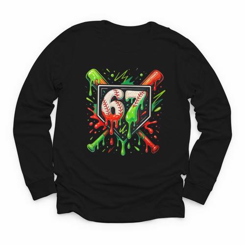 Xmas Baseball Six Seven 67 Meme Ice Cream Drip Men Women Youth Long Sleeve Tee - Sportilla