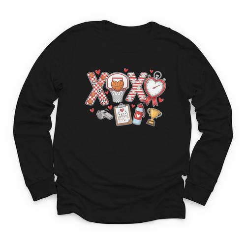 XOXO Physical Education Valentines Day Baseball Football Men Youth Long Sleeve Tee - Sportilla
