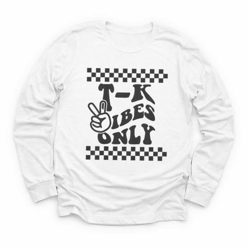 1st Day Of TK Vibes Only Retro Girls Back To School T K Boys Youth Long Sleeve Tee - Savourry