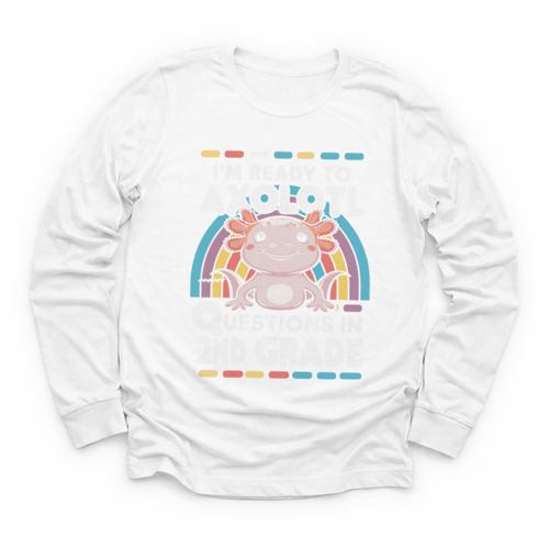 2nd Grade Axolotl Questions Back To School Youth Long Sleeve Tee - Savourry