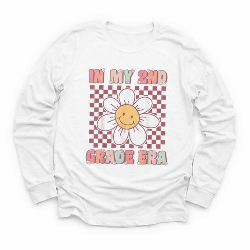 In My 2nd Grade Era Cute Groovy Second Grade Back To School Youth Long Sleeve Tee - Savourry