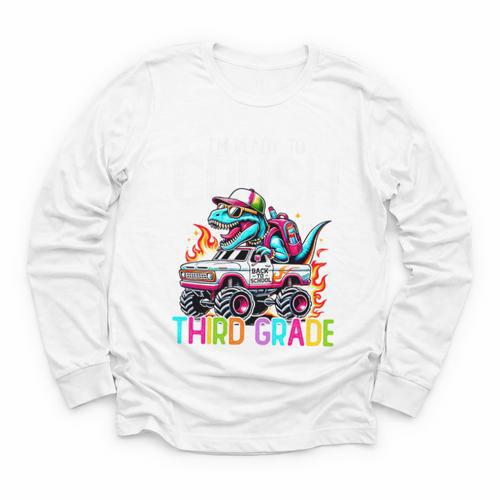 3rd Grade Back To School Kids Ready To Crush Third Grade Premium Tri-Blend Youth Long Sleeve Tee - Savourry