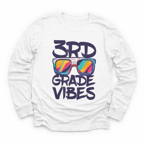 3rd Grade Vibes Shirt Back To School Third Grade Boy Girl Youth Long Sleeve Tee - Savourry