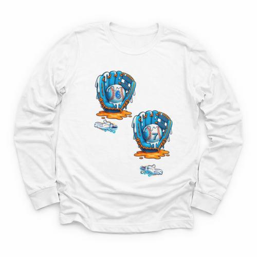 6-7 Meme Baseball Drip Team Glove Catcher Ice Cream Youth Long Sleeve Tee - Sportilla