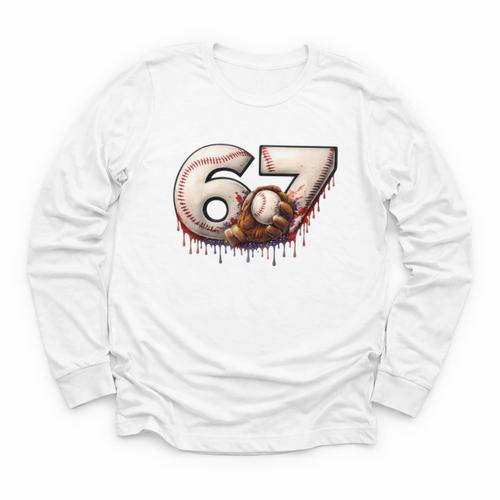 6 7 Six Seven American Baseball Graphic Youth Long Sleeve Tee - Sportilla