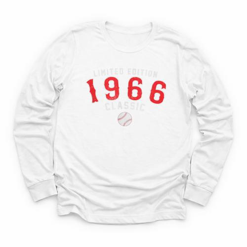 60 Year Old 1966 Classic Baseball 60th Birthday Youth Long Sleeve Tee - Sportilla
