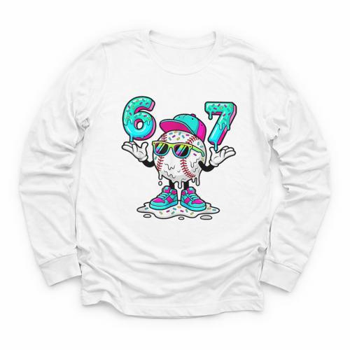 67 Baseball Drip Ice Cream 67 Baseball Men Boy Kids Youth Long Sleeve Tee - Sportilla