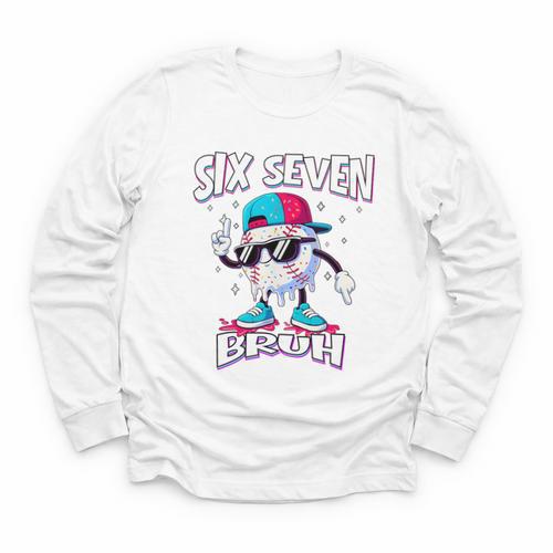 67 Meme Six Seven Baseball Ice Cream Drip Girls Boys Premium Tri-Blend Youth Long Sleeve Tee - Sportilla