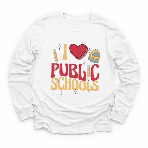 Back To School Education I Love Public Schools Youth Long Sleeve Tee - Savourry
