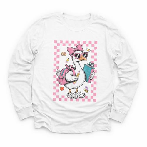 Back To School Goose First Day Of School Boy Girl Youth Long Sleeve Tee - Savourry