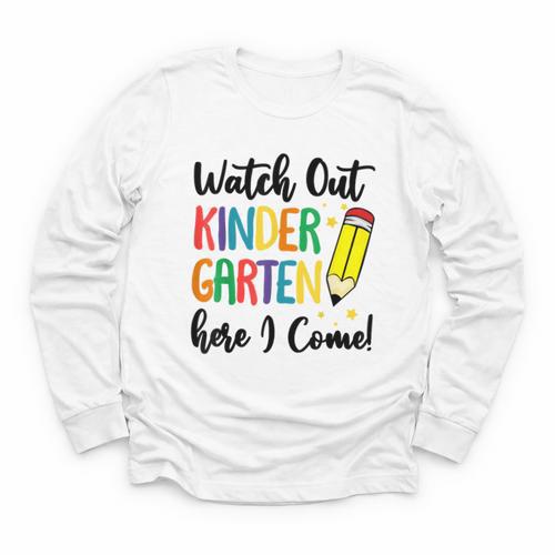 Back To School Kids Watch Out Kindergarten Here I Come Youth Long Sleeve Tee - Savourry