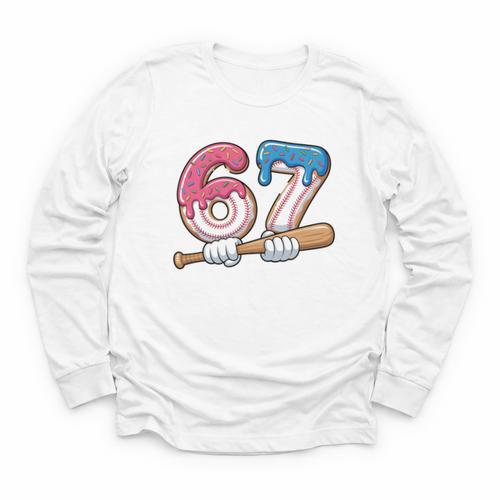 Baseball 67 Kids Ice Cream Drip Six Seven Youth Boys Youth Long Sleeve Tee - Sportilla